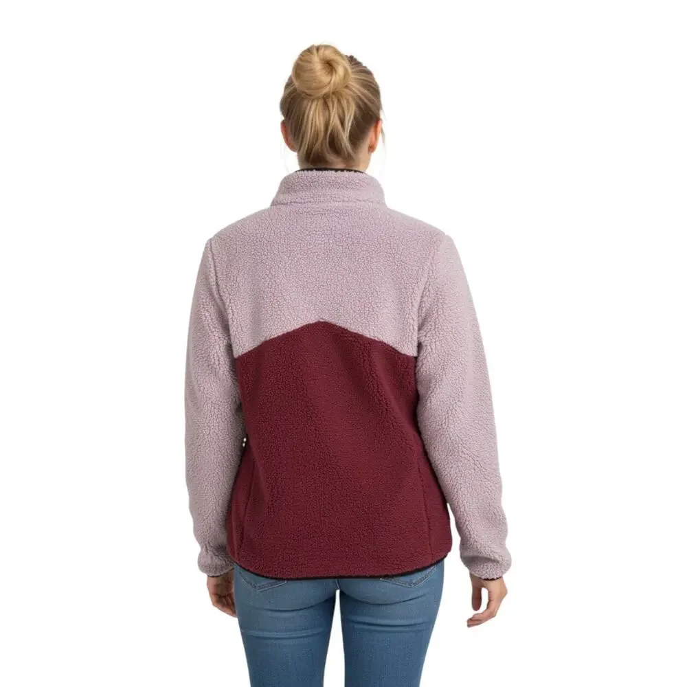 Lucky Brand Wine/Muave Colorblock Lightweight Faux Shearling Jacket, M